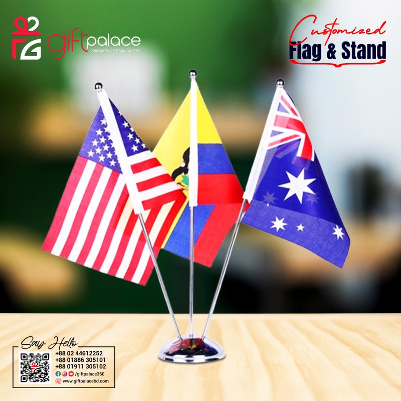 Customized Flag with Brass Flag Stand | Any Color & Size Available