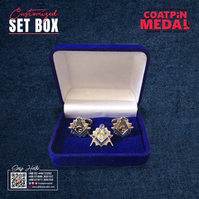 Customized Coat Pin, Cufflinks & Tie Clip Set with Luxury Gift Box