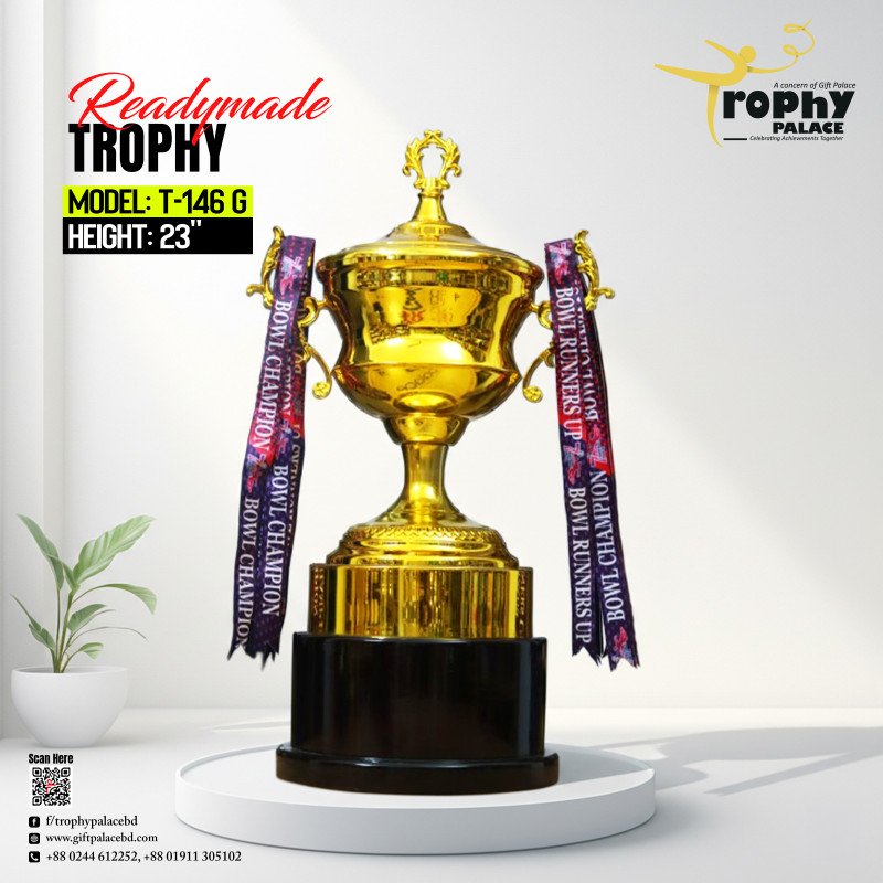 T-146G Premium quality ready-made metal trophy.