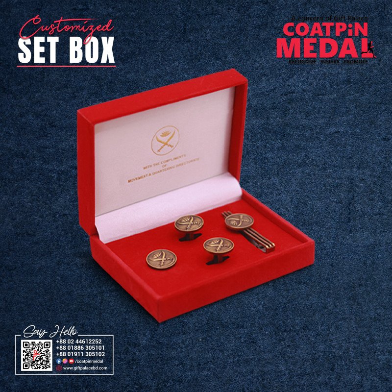 Customized Coat Pin, Cufflinks & Tie Clip Set with Luxury Gift Box