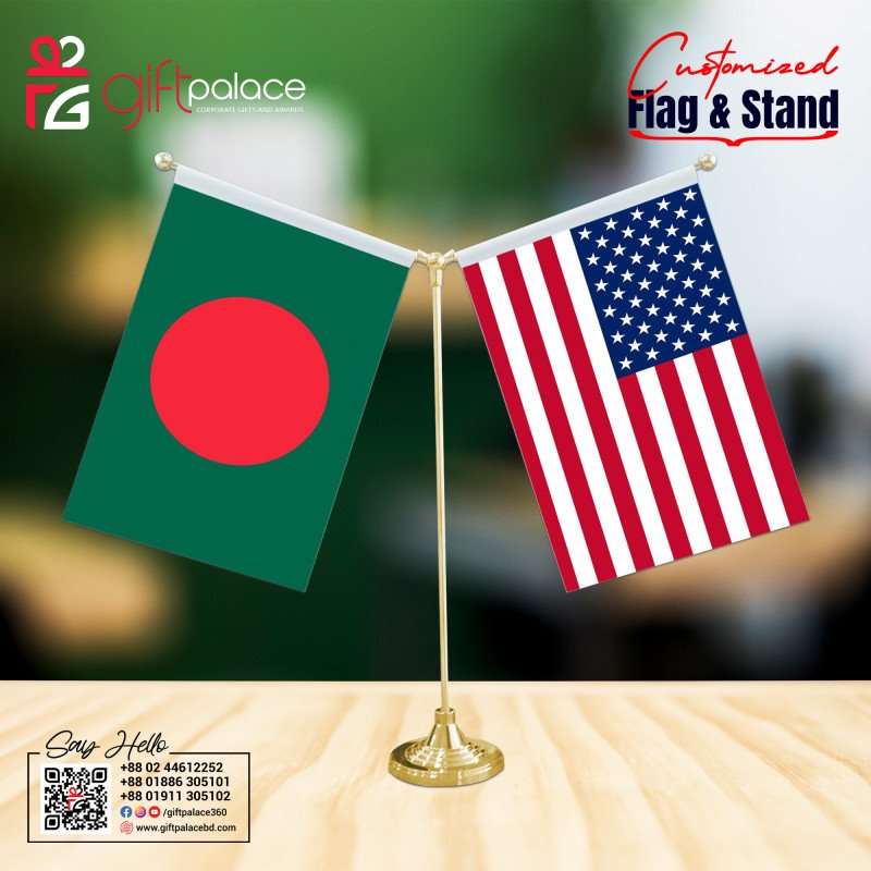 Customized Flag with Brass Flag Stand | Any Color & Size Available