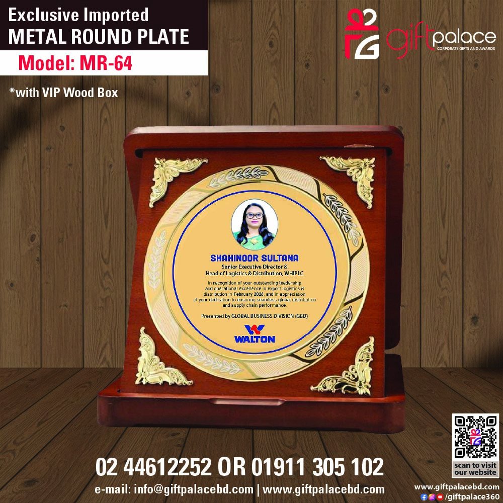 MR-64 Customized Metal Round Plate with Wooden 3part box