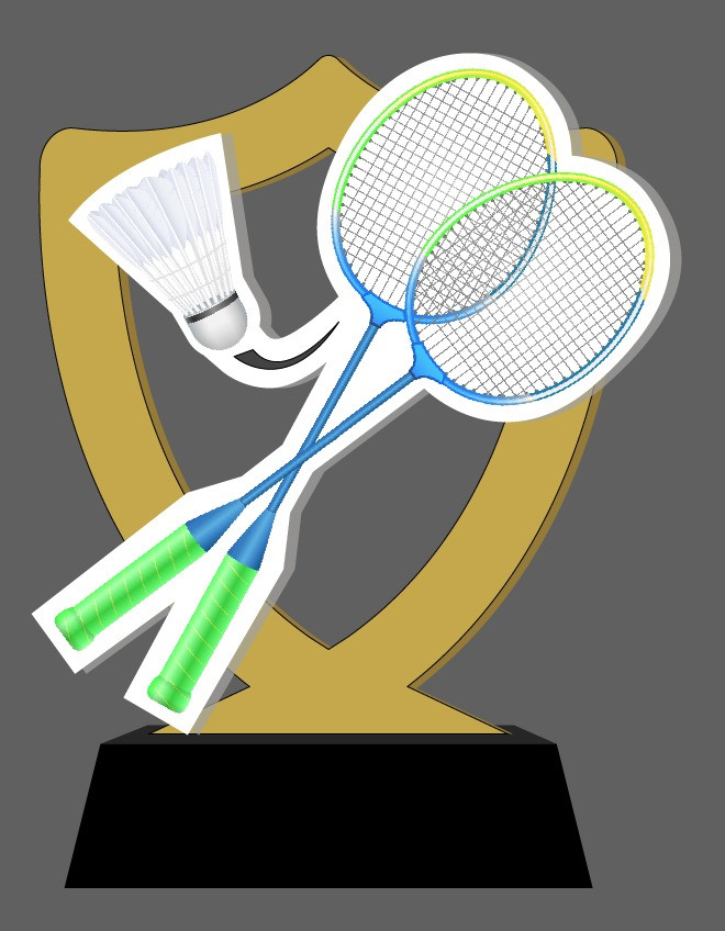 Personalized Acrylic Badminton Trophy – Elegant Design