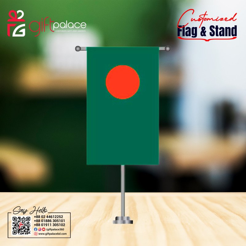 Customized Flag with Brass Flag Stand | Any Color & Size Available