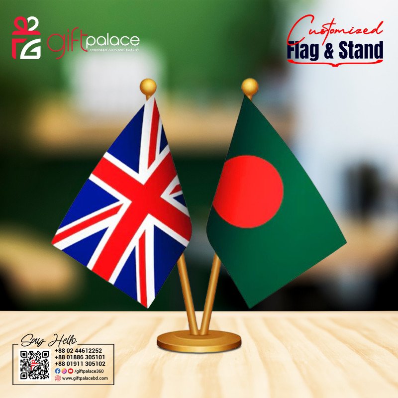 Customized Flag with Brass Flag Stand | Any Color & Size Available