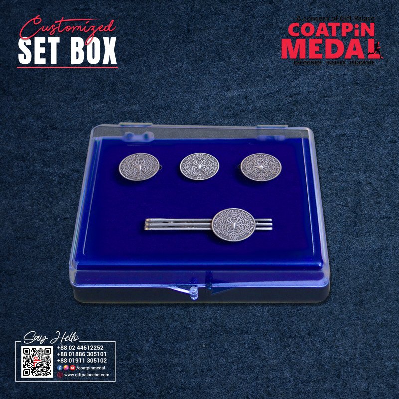Customized Coat Pin, Cufflinks & Tie Clip Set with Luxury Gift Box