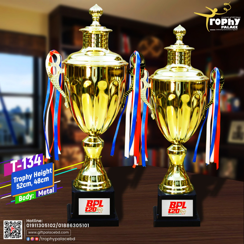 Premium quality ready-made metal trophy, model T-134.